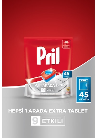 Pril Hepsi Bir Arada Extra Bulaşık Makinesi Deterjanı 45 Tablet Pril Hepsi Bir Arada Extra Bulaşık Makinesi Deterjanı 45 Tablet