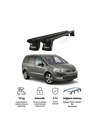 Trio-ıı Ford Galaxy 2006-2015 Uyumlu Siyah Kilitli Ara Atkı 135cm Port Bagaj Tavan Barı