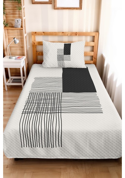 Siyah Geometrik Genç Odası Tek Kişilik Pike Takımı - Modern Çizgili 160x220 Cm Kapitone Yatak Örtüsü Kremamsı Kül Gölgeliği Siyah Geometrik Genç Odası Tek Kişilik Pike Takımı - Modern Çizgili 160x220 Cm Kapitone Yatak Örtüsü Kremamsı Kül Gölgeliği