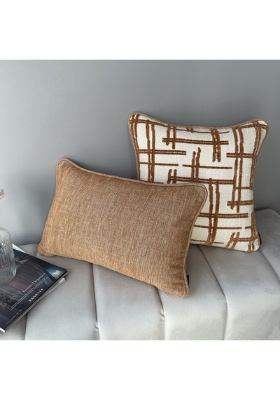 Lidoma Home "grid & Solid" Dokulu Desenli Kırlent Kılıfı Seti KİREMİT