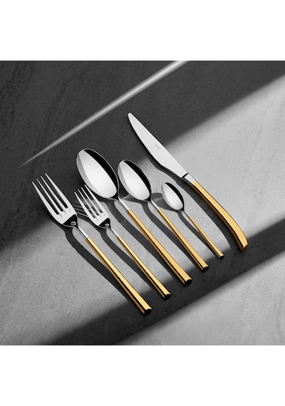 Nehir Elegance Altın Sade 12 Kişilik 72 Parça Çatal Kaşık Bıçak Takımı