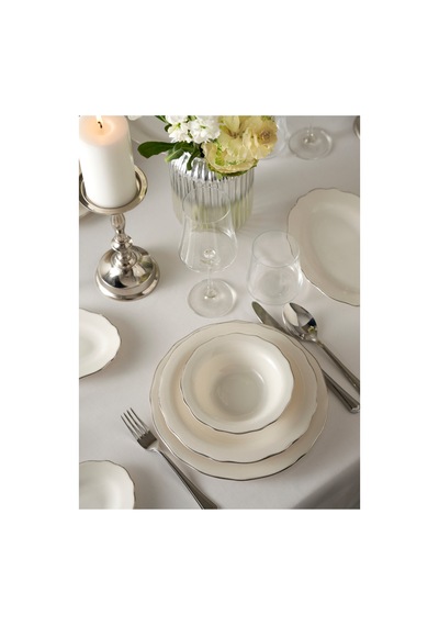 Bella Maison Victoria Porselen 48 Parça 12 Kişilik Yemek Takımı Silver Silver