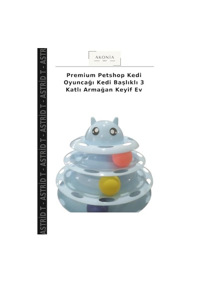 Premium Petshop Kedi Oyuncağı Kedi Başlıklı 3 Katlı Armağan Keyif Ev