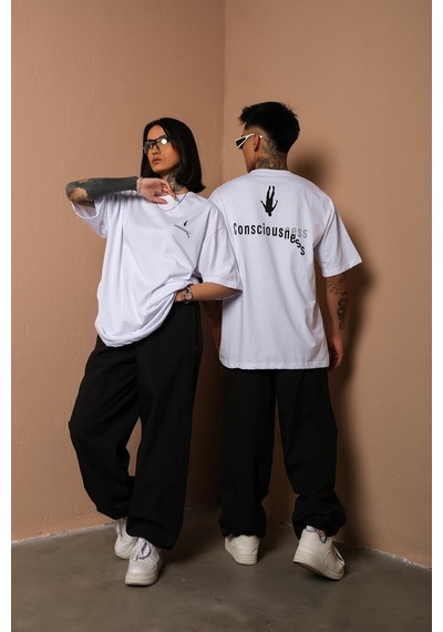 Technomonkey Unisex Beyaz Oversize Consciousness Bilinç Baskılı Techno T-shirt Technomonkey Unisex Beyaz Oversize Consciousness Bilinç Baskılı Techno T-shirt
