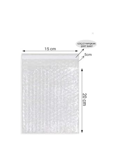 Balonlu Patpat Torba Bantlı 15x20 +5 25 Adet Baloncuklu Torba