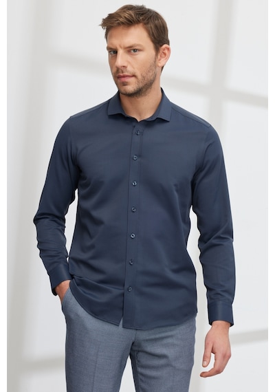 AC&Co / Altınyıldız Classics Erkek LACI Kolay Ütülenebilir Slim Fit Dar Kesim İtalyan Yaka Armürlü Gömlek Lacivert AC&Co / Altınyıldız Classics Erkek LACI Kolay Ütülenebilir Slim Fit Dar Kesim İtalyan Yaka Armürlü Gömlek Lacivert