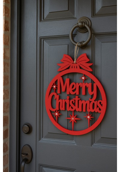 Merry Christmas Yılbaşı Süsü Kırmızı Keçe Kırmızı