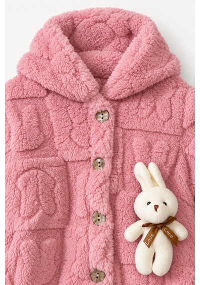 Kız Erkek Bebek Tavşan Ve Ayı Oyuncaklı Peluş Tulum Tlm0301 Pembe