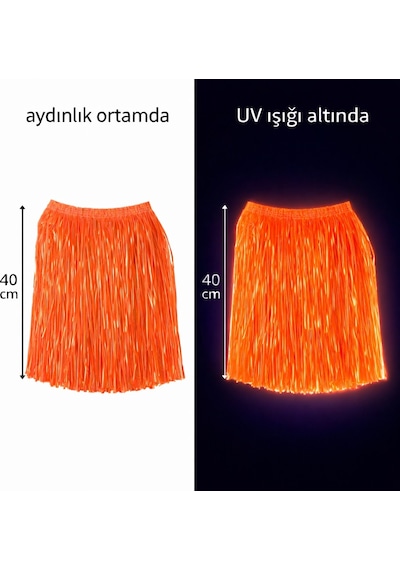 Neon Turuncu Hawaii Parti Eteği 40 Cm 3+ Yaş