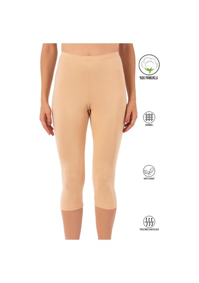 Özkan Underwear Özkan 0458 Kadın %95 Pamuklu Likralı Süprem Kumaş Esnek Rahat Yumuşak Diz Altı Kapri Tayt Ten