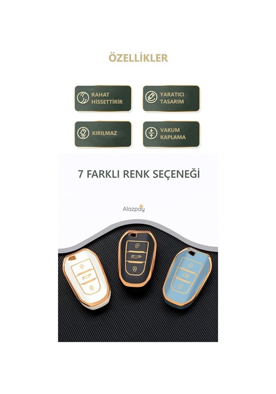 Peugeot 208 308 508 2008 3008 5008 Tpu Anahtar Kılıfı Sustasız - Kırmızı Gold