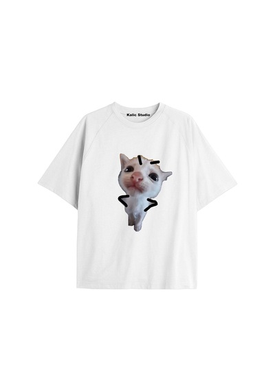 Kalic Studio Y2k Vintage Cats Baskılı Beyaz T-shirt Kod 8 Beyaz-8
