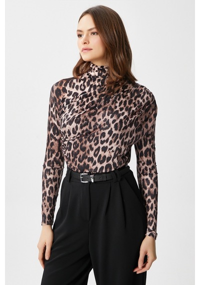 Ritnice Kadın Moon Büzgülü Leopar Sandy Bluz Leopar
