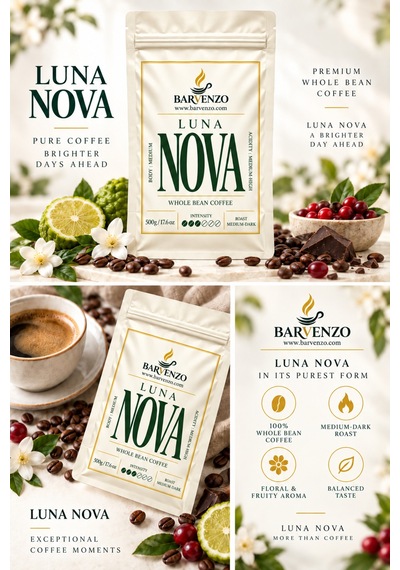 Barvenzo Luna Nova 500 G Zarif Dokunuş Çekirdek Kahve Moka Pot