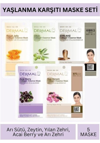 Dermal Arı Sütü Zeytin Yılan Zehri Acai Berry Ve Arı Zehri Özlü Maske Seti 23gr X 5adet