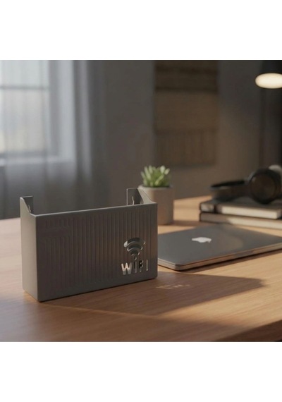 Duvar Tipi Wi-fi Modem Saklama Kutusu Gri Kablo Düzenleyici Router Raf Organizer 5399