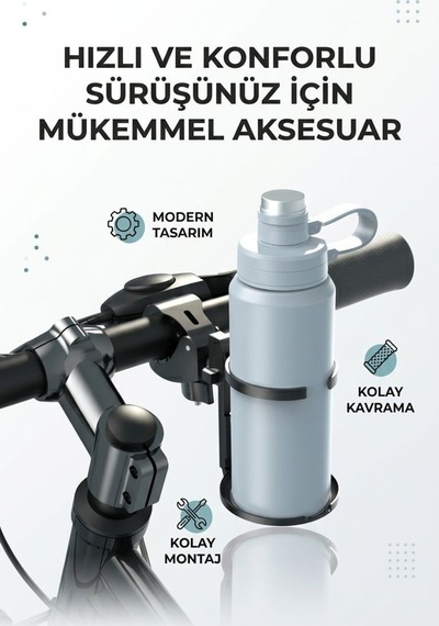 Ayarlanabilir İçecek Tutucu Motosiklet & Bisiklet Termos, Bardak, Matara Uyumlu Siyah