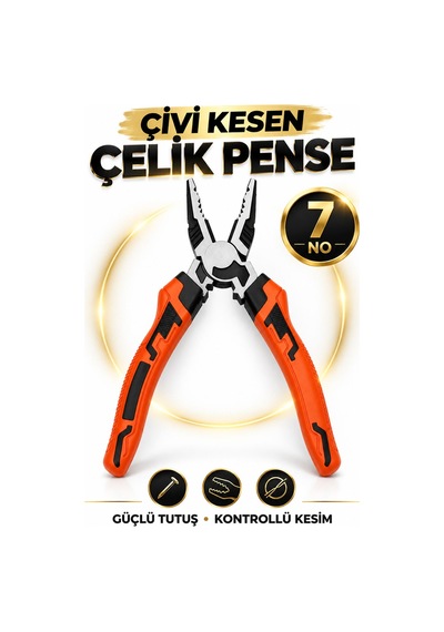 7 No Çivi Kesen Çelik Pense Güçlü Tutuş Kontrollü Kesim El Aleti