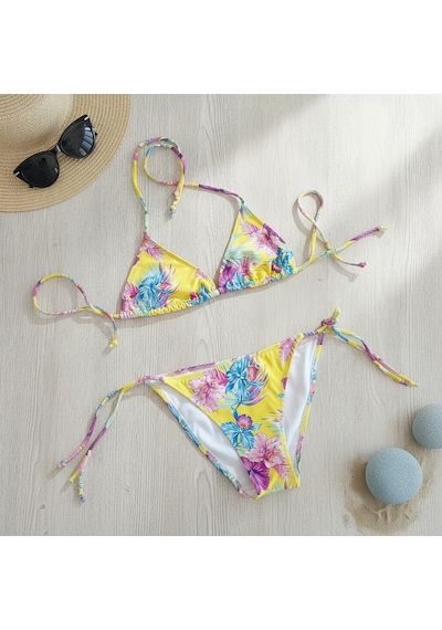 Bonbon Kadın Plaj Giyim Desenli Bikini Takım Bb2599 Çok Renkli