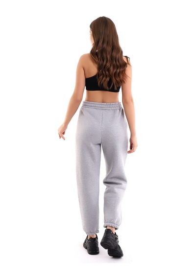 Winmoda34 Jogger Bol Kesim Kalın 3 Iplik Şardonlu Eşofman Altı Kadın gri