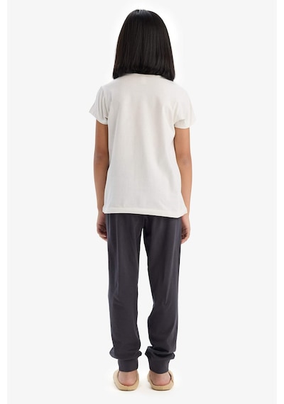 DeFacto Kız Çocuk Pijama Takımı Baskılı Kısa Kollu Üst Esnek Belli Uzun Alt E0541A825SMER85 DeFacto Kız Çocuk Pijama Takımı Baskılı Kısa Kollu Üst Esnek Belli Uzun Alt E0541A825SMER85