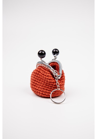 Fabric Craft Bag Mini Bozuk Para Cüzdanı Anahtarlık Klipsli Kiremit