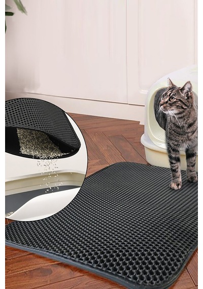 Elekli Kedi Tuvalet Önü Paspası Kedi Kumu Paspası-gri Kedi Paspası Pati Temizleme 60x40 Büyük