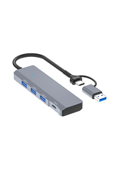 Ally Ads-309d 4 Portlu Usb+type-c Usb 3.0 Çoklayıcı Data Hub Adaptör- 5775 Füme