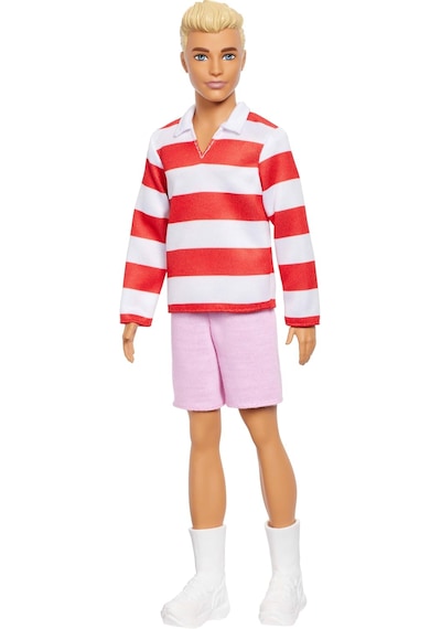 Barbie Fashionistas Ken Bebek Kırmızı Beyaz Polo Tişörtü, Pembe Ş