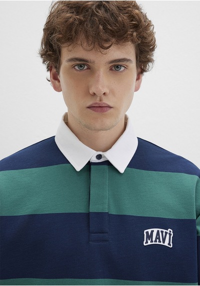 Mavi - Mavi Logo Çizgili Lacivert Sweatshirt 0s10371-70497 Lacivert