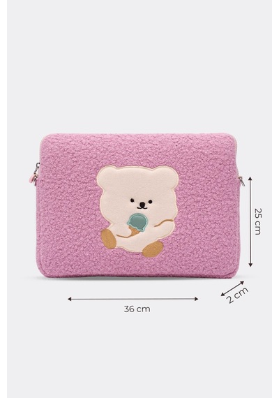 Mussen Teddy Bear Laptop Kılıfı 13" & 14" İnç Uyumlu Pembe