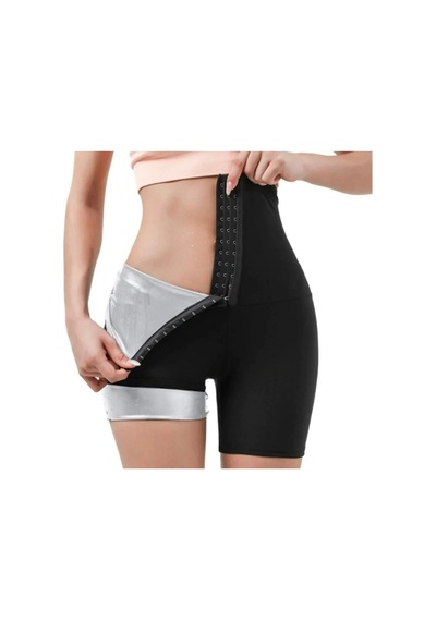 Fit Women Şort Agraflı Sauna Şort Termal  4411 siyah