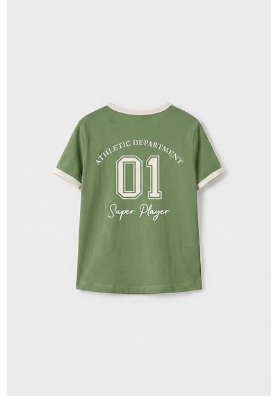 Kaktüs Omuz Biye Detaylı Baskılı Kız Çocuk T-shirt - 75181 Yeşil