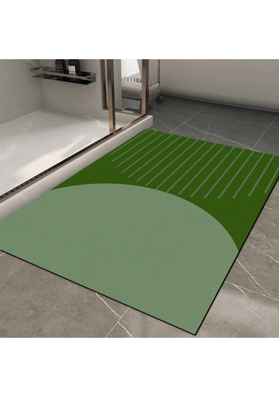 Dijital Kaymaz Yıkanabilir Banyo Mutfak Salon Paspas Halısı Trend Modern Al4004 Haki