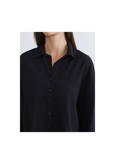 LC Waikiki Alıta Cıty Farkıyla Lcw Vision Siyah Oversize Kadın Gömlek Siyah - 931676233 Siyah