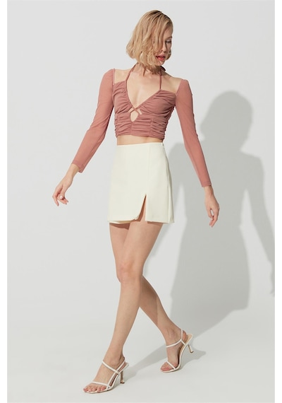 Sherin Pembe Göğüs Dekolteli Fermuarlı Büstiyer SS23CT4731PE-PEMBE Pembe