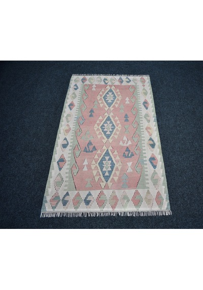 Zehra Abla Halı Vintage El Dokuma Nadir Pastel Pınarbaşı Kayseri Yün Kilim 7458 Çok Renkli