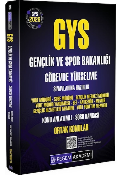 Pegem 2026 Gys Gençlik Ve Spor Bakanlığı Ortak Konular Konu Anlatımlı Soru Bankası Görevde Yükselme Pegem Akademi Yayınları
