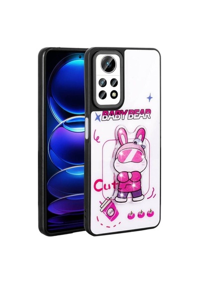 Xiaomi Redmi Note 12 Pro 4g Kılıf Parlayan Kabartmalı İkonik Figürlü Zore Amas Silikon Kapak Beyaz