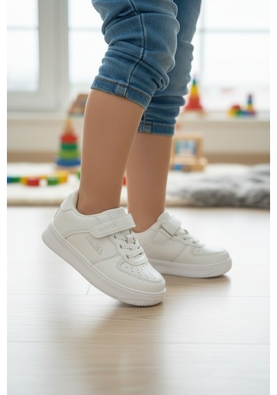 Enoch Cırt Cırtlı Delikli Burun Taban Destekli Çocuk Sneaker Beyaz