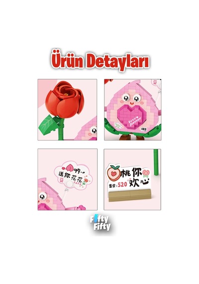 Loz Micro Block Serisi Sevimli Çiçek 330 Parça Oyuncak Yapım Seti Fflz-8818