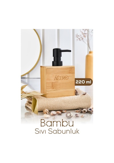 Vienev Bambu Dikdörtgen Sıvı Sabunluk Siyah Pompalı 220 Ml Çok Renkli