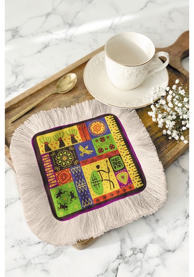 Etnik Mozaik Sanat Saçaklı Sunum Peçetesi - Renkli Tribal Bohem Mor Detaylı Bardak Altlığı Mendil Mat Dumanlı Beyaz Etnik Mozaik Sanat Saçaklı Sunum Peçetesi - Renkli Tribal Bohem Mor Detaylı Bardak Altlığı Mendil Mat Dumanlı Beyaz