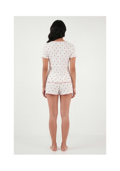 Lela Bayan Pijama Takımı 65770837 Beyaz-kırmızı
