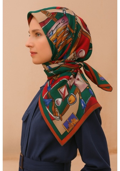 Belli Tivil Saf İpek Eşarp 4205 - 80 Bordo Soyut Desen Bordo