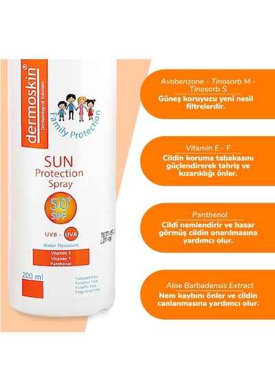 Dermoskin Sun Protection Aile Boyu SPF50+ Güneş Kremi 200 ML