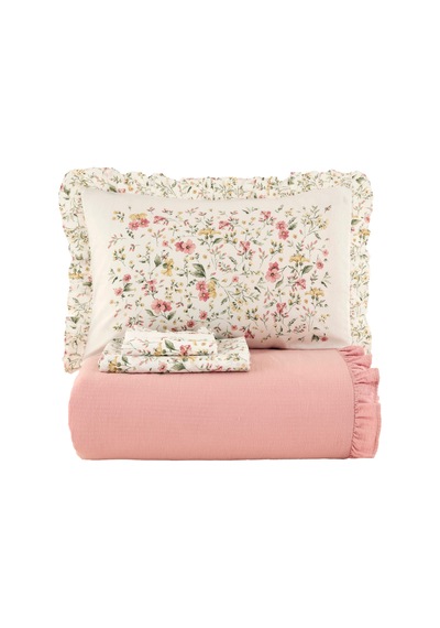 Karaca Home Dorian %100 Pamuk Fırfırlı Muslin Tek Kişilik Nevresim Takımı Pudra
