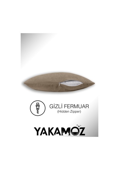 Kum Beji Kırlent , Yastık Kılıfı Kadife Görünümlü Velvet Touch Serisi Kum Beji