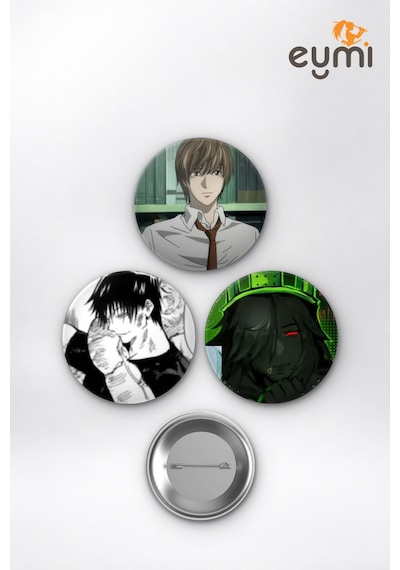 Anime Karanlık Zihinler Kira Toji 1x1x1x1 Çanta Süsü Rozet İğneli Buton Rozet Seti 58 Mm 3'lü Çok Renkli