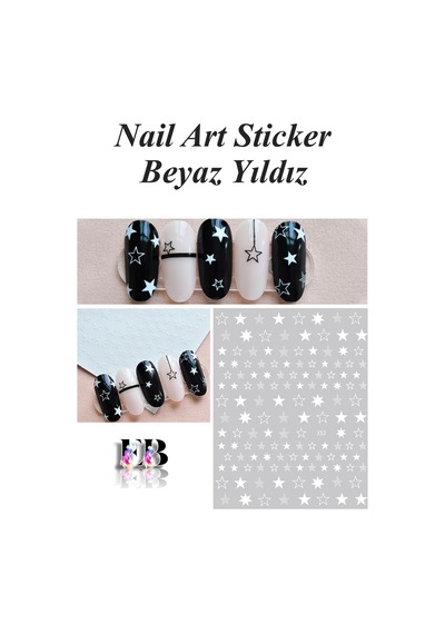 Nail Art Sticker Kendinden Yapışkanlı, Tırnak Süsleme, Tırnak Dövmesi Stikır 353b Beyaz-353b